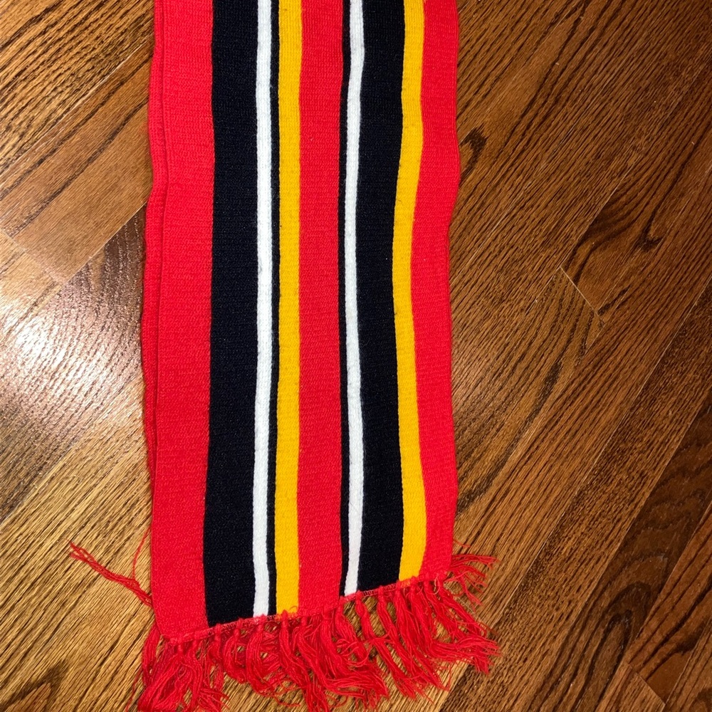 Colorful Vintage Striped Scarf- Red, Navy Blue, Gold, White